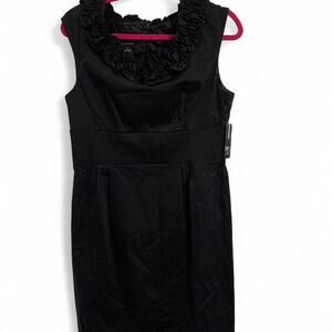 New Directions Black Sleeveless Midi Dress with Ruffles Size 12 NWT new with tag